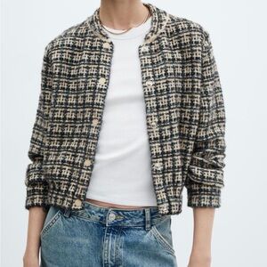 Mango tweed bomber jacket